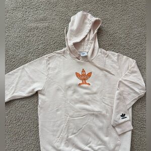 adidas Cream Hoodie with Orange Graphic